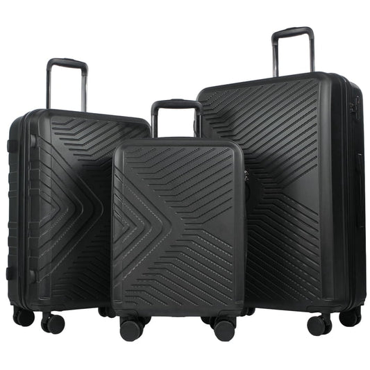 Vellaroam three-piece hardshell luggage set in Black