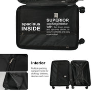 Zippered divider, packing straps and compartments inside the Vellaroam suitcase