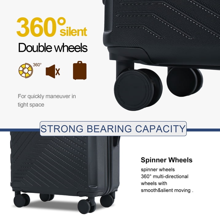 360-degree double spinner wheels on the Vellaroam hardshell suitcase